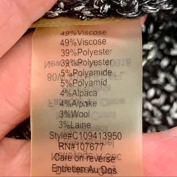 ALICE + OLIVIA Scoop Neck Sweater Black & Silver Metallic Alpaca Wool Blend Knit - Picture 12 of 15